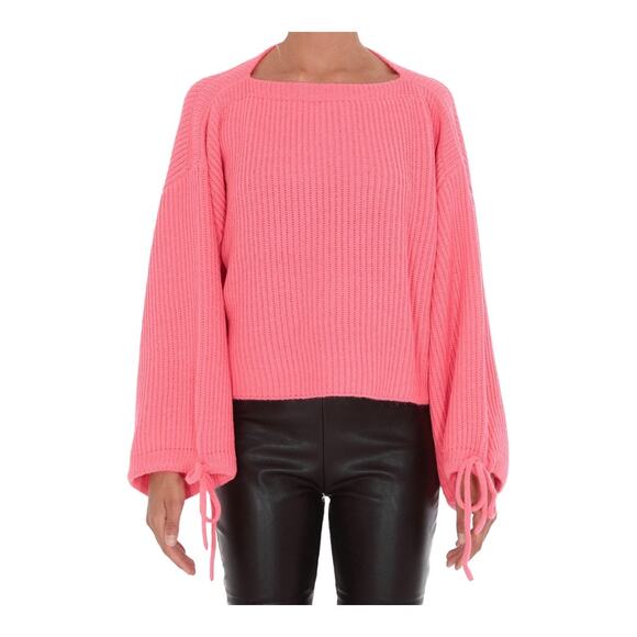 MSGM Drawstring Sleeve Ribbed Sweater Hot Pink XS - Picture 1 of 10